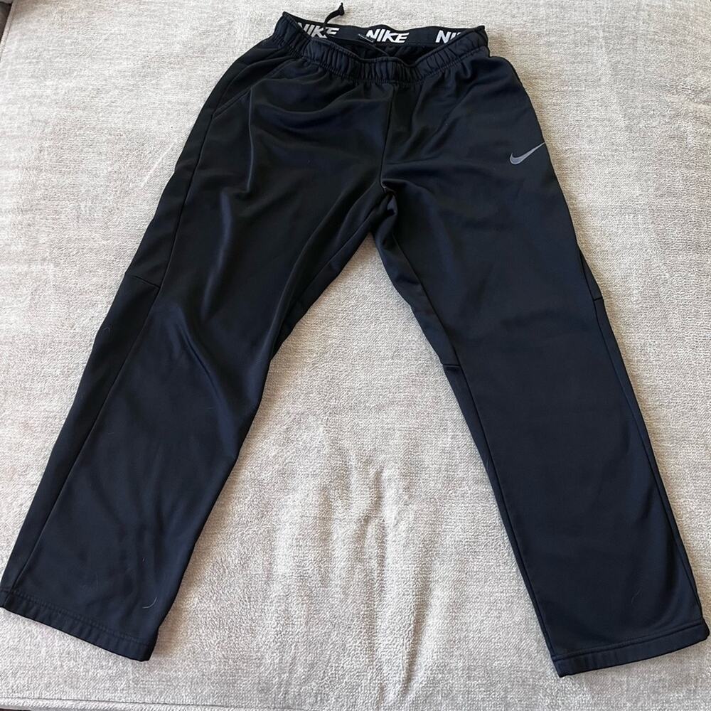 Nike Therma Training Pants Men L Lined Sweatpants Triple Black 800191-010 Swoosh - Picture 2 of 7